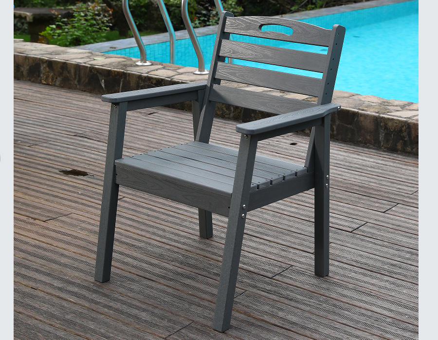Slate Grey HDPE blagovaonska stolica s jednim križnim naslonom