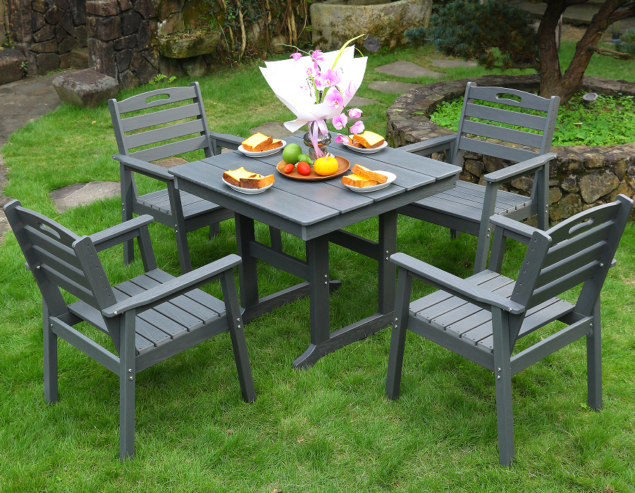 Slate Grey Moderan kvadratni blagovaonski set s okomitim naslonom