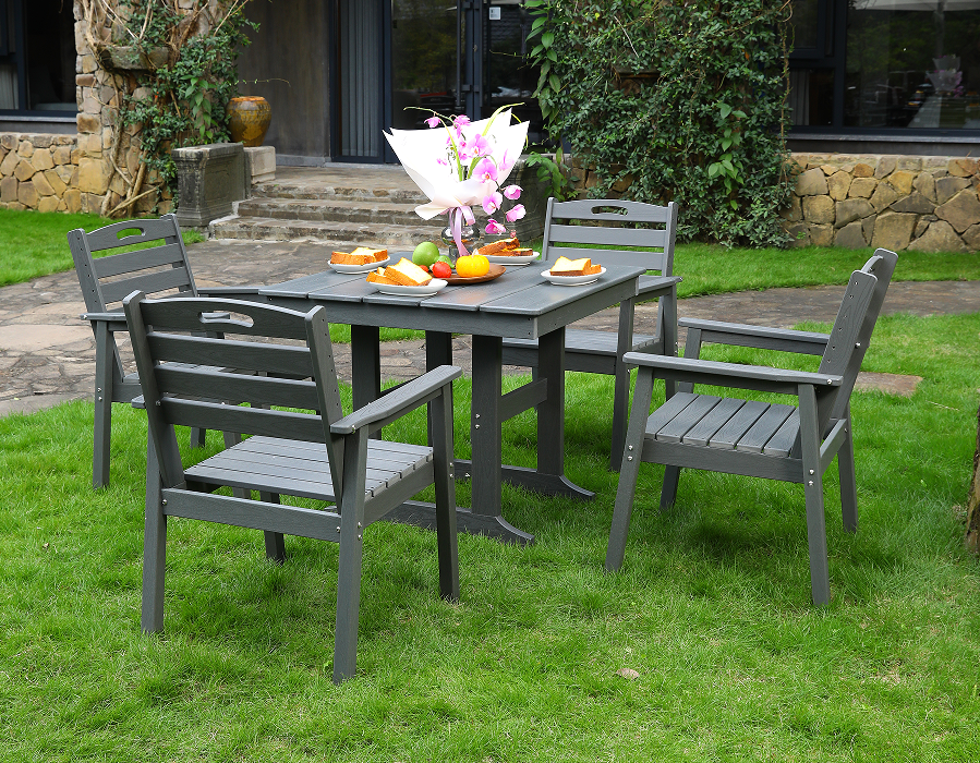 Slate Grey Moderan kvadratni blagovaonski set s okomitim naslonom