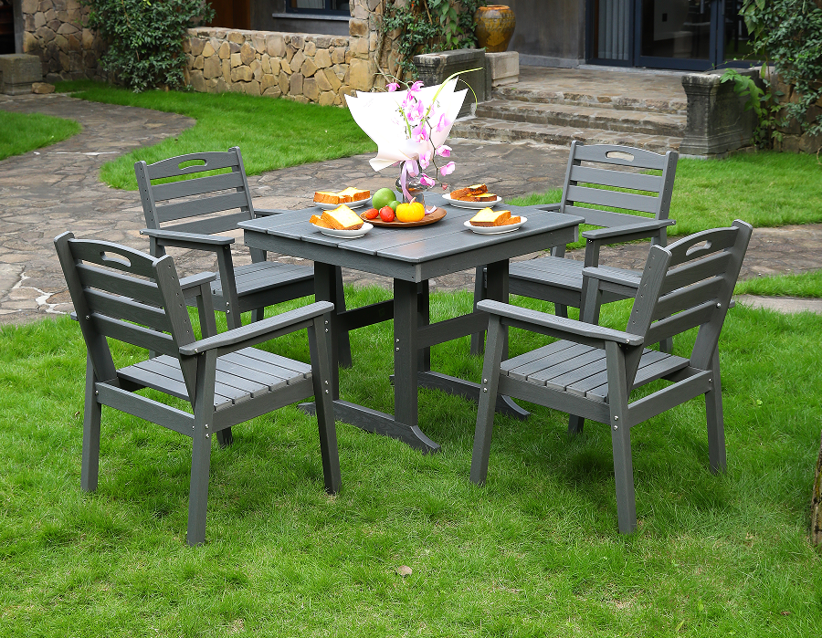 Slate Grey Moderan kvadratni blagovaonski set s okomitim naslonom