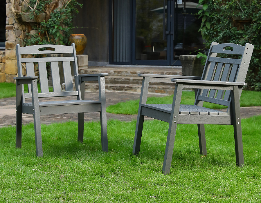 Uspravna HDPE Adirondack blagovaonska stolica u pakiranju od 2 komada škriljasto sive boje