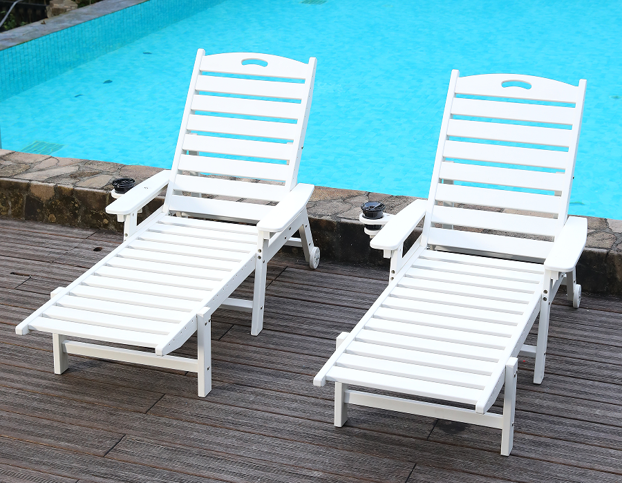 Minimalistički Adirondack Lounge set od 2 pakiranja čisto bijele HDPE