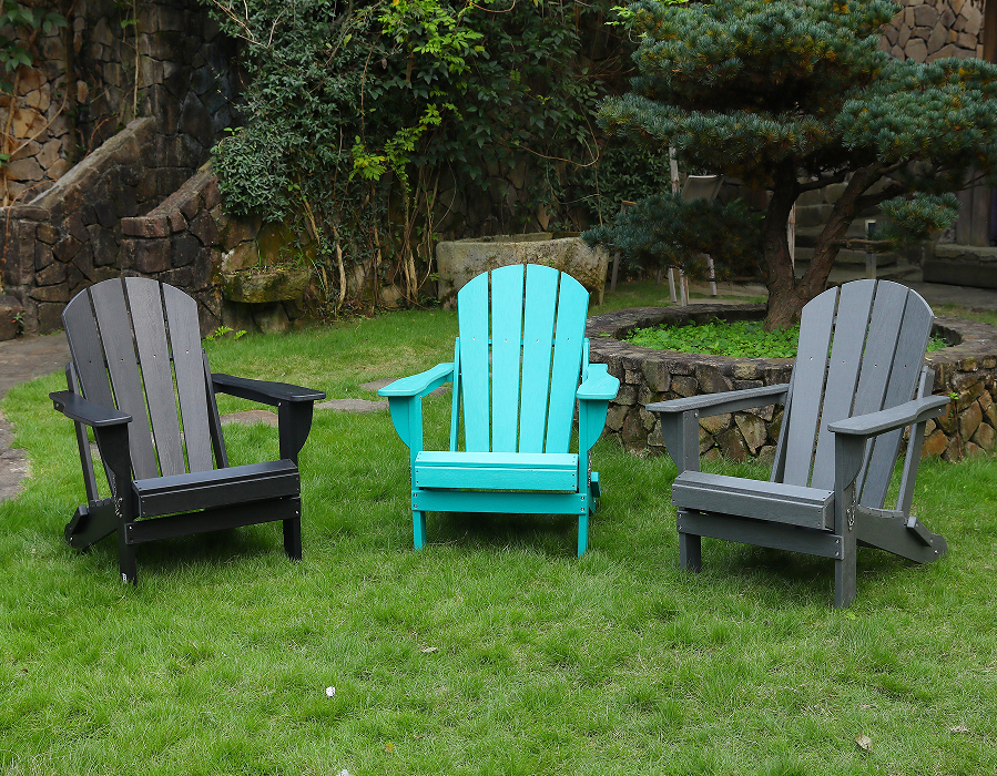 Crna HDPE Adirondack žaba stolica za sve vremenske prilike