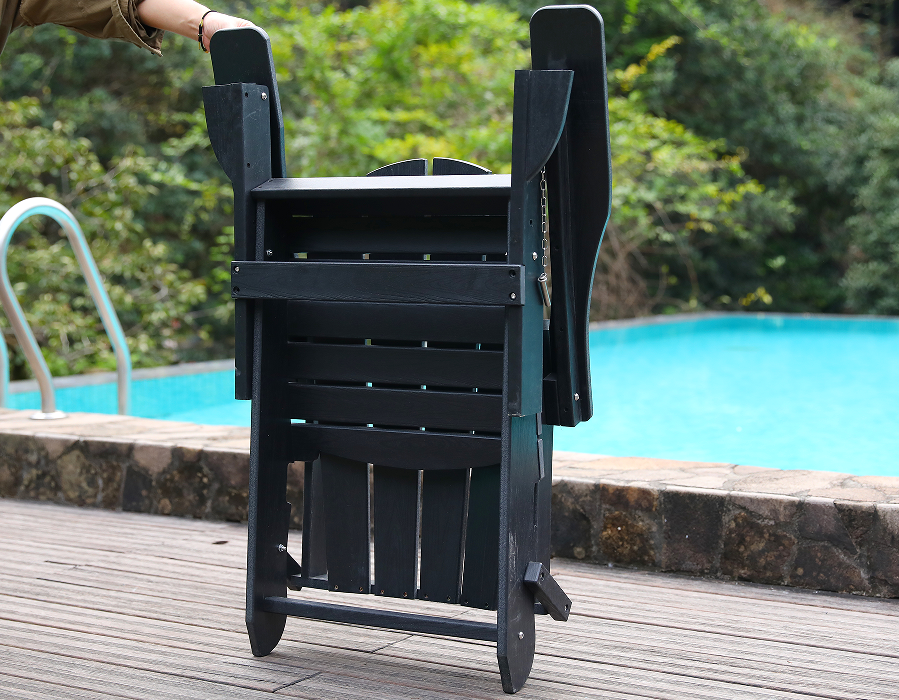Crna HDPE Adirondack žaba stolica za sve vremenske prilike